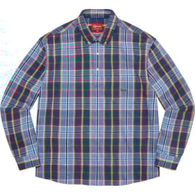 Supreme Pullover Plaid Flannel Shirt Blue