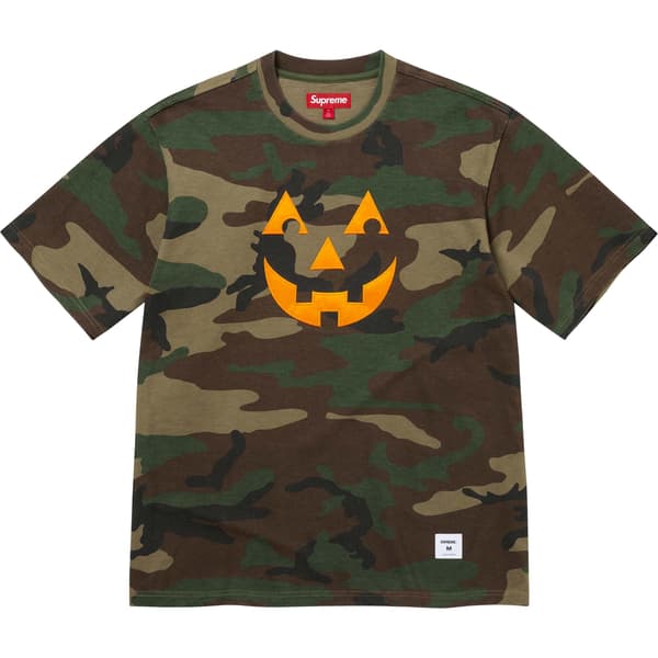 Supreme Pumpkin S/S Top - Woodland Camo (front)