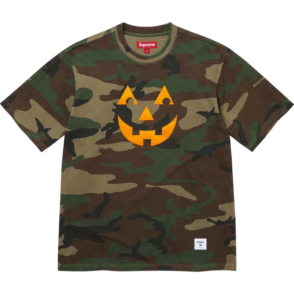 Supreme Pumpkin S/S Top - Woodland Camo (front)