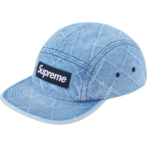 Supreme Punched Denim Camp Cap - Washed Indigo (front)