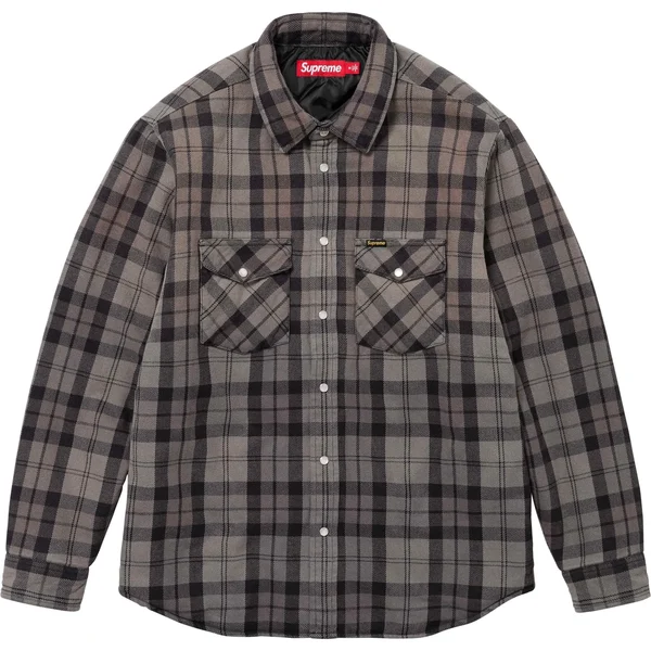 Supreme Quilted Flannel Snap Shirt - Black (front)