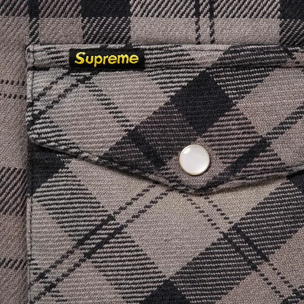 Supreme Quilted Flannel Snap Shirt - Black (front)