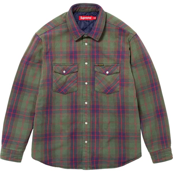 Supreme Quilted Flannel Snap Shirt - Green (front)