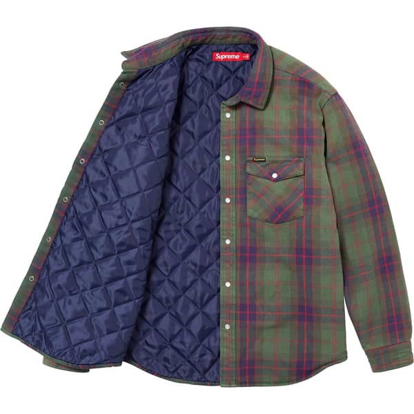 Supreme Quilted Flannel Snap Shirt - Green (front)