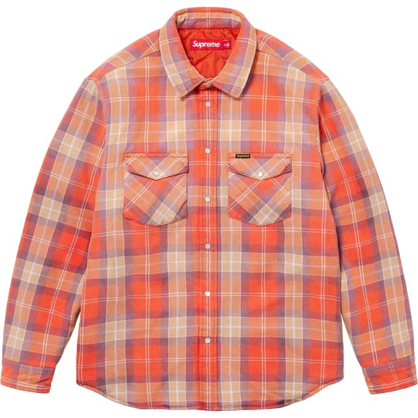 Supreme Quilted Flannel Snap Shirt - Orange (front)