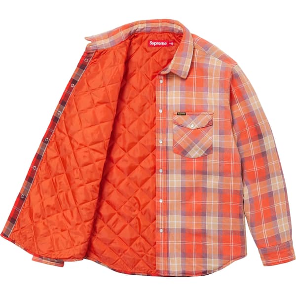 Supreme Quilted Flannel Snap Shirt - Orange (front)