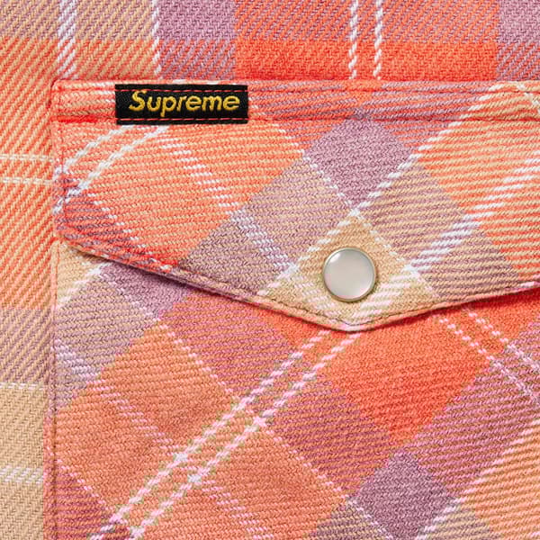 Supreme Quilted Flannel Snap Shirt - Orange (front)