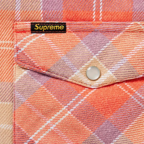 Supreme Quilted Flannel Snap Shirt - Orange (front)