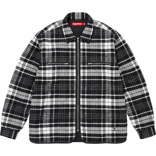 Supreme Quilted Flannel Zip Up Shirt - Black (front)