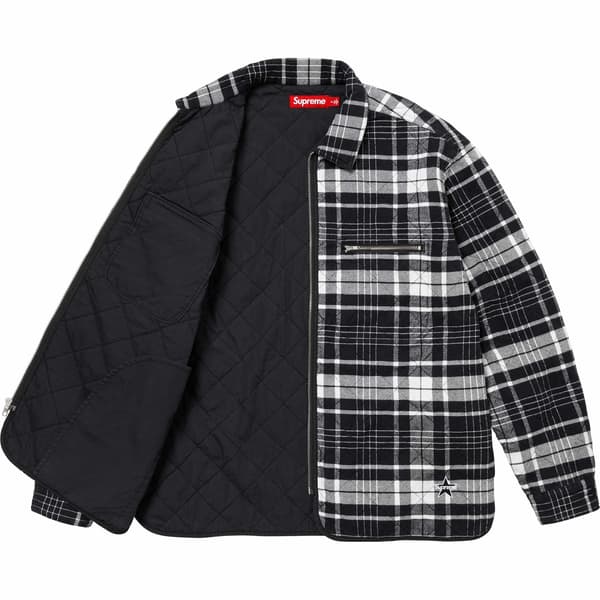 Supreme Quilted Flannel Zip Up Shirt - Black (front)