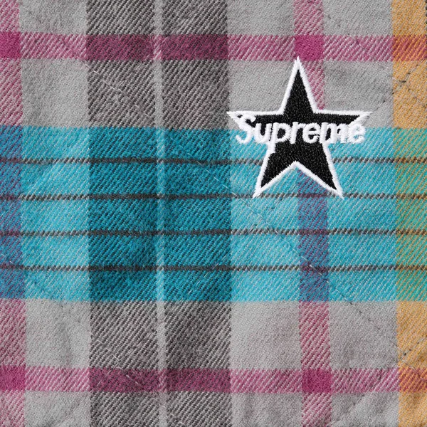 Supreme Quilted Flannel Zip Up Shirt - Multicolor (front)