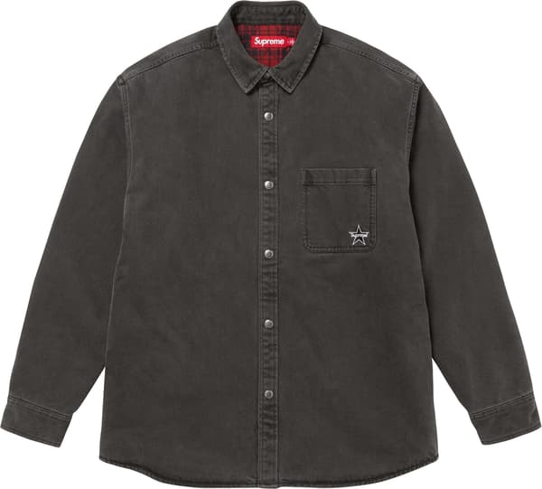 Supreme Quilted Lined Denim Snap Shirt - Black (front)