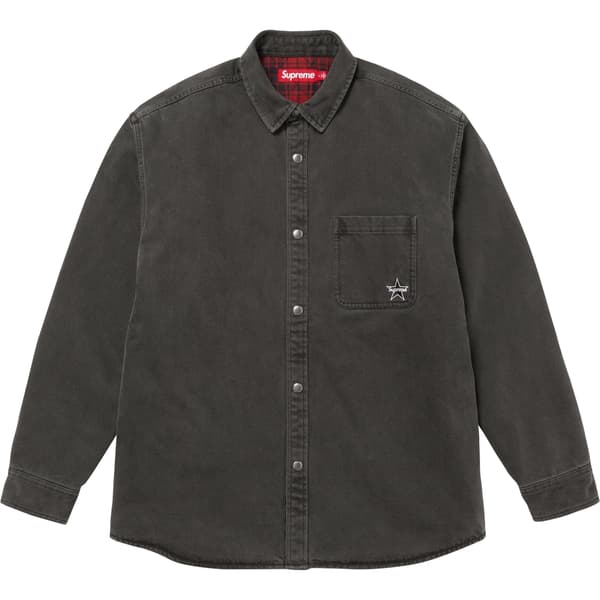 Supreme Quilted Lined Denim Snap Shirt - Black (front)