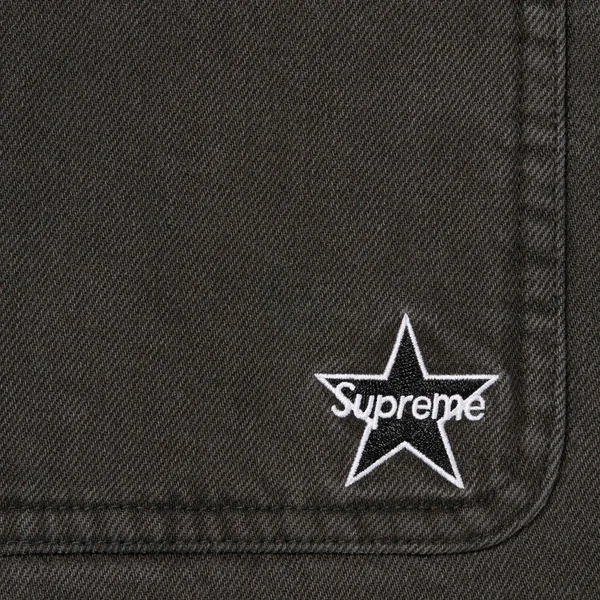 Supreme Quilted Lined Denim Snap Shirt - Black (front)