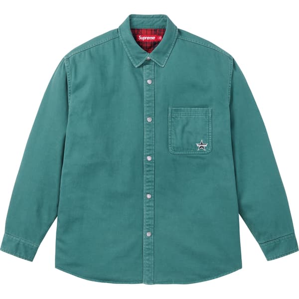 Supreme Quilted Lined Denim Snap Shirt - Dusty Teal (front)