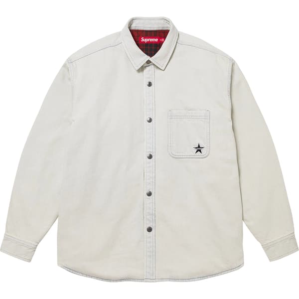 Supreme Quilted Lined Denim Snap Shirt - Light Washed Indigo (front)