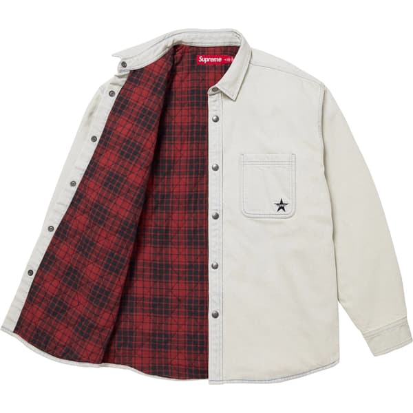 Supreme Quilted Lined Denim Snap Shirt - Light Washed Indigo (front)