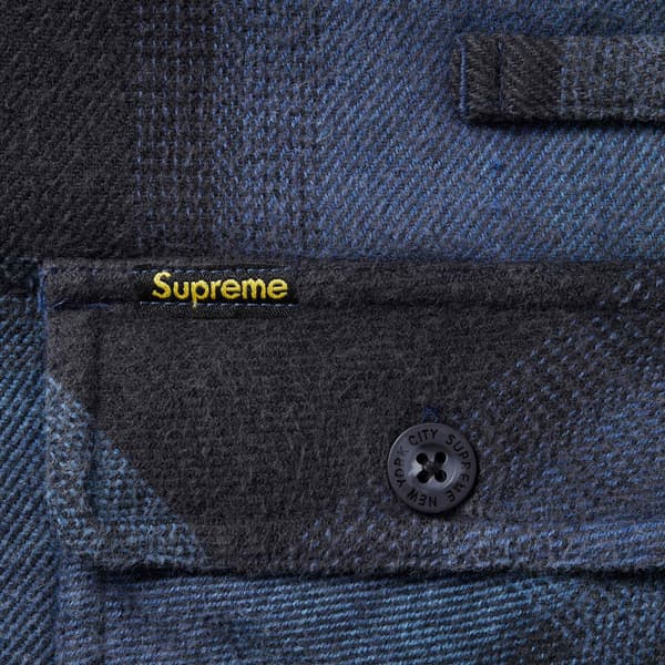 Supreme Quilted Lined Hooded Flannel Shirt - Blue Plaid (front)