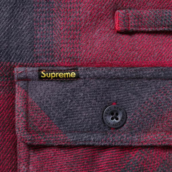 Supreme Quilted Lined Hooded Flannel Shirt - Red Plaid (front)