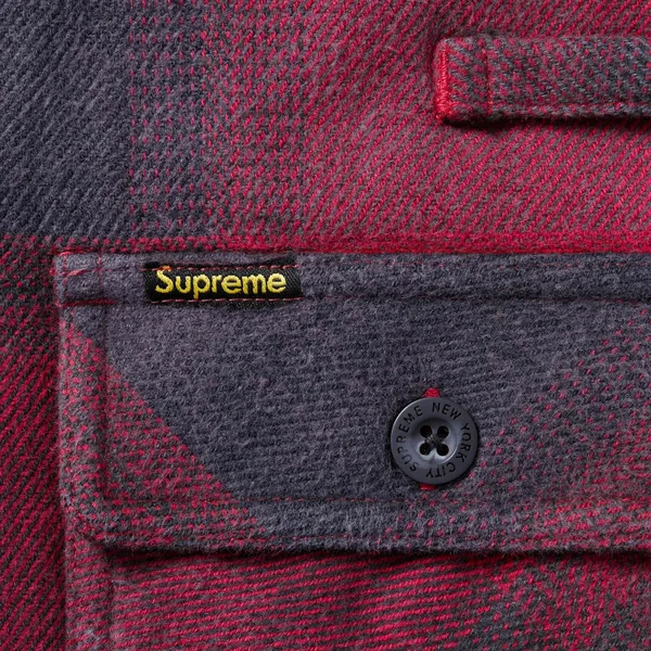 Supreme Quilted Lined Hooded Flannel Shirt - Red Plaid (front)