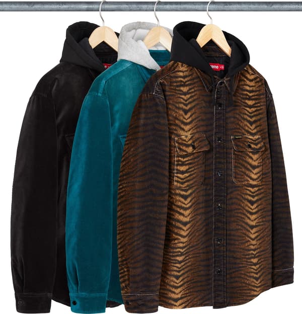 Supreme Quilted Lined Hooded Velvet Shirt - Product Image