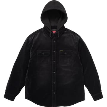Supreme Quilted Lined Hooded Velvet Shirt