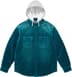 Supreme Quilted Lined Hooded Velvet Shirt - Teal (front)
