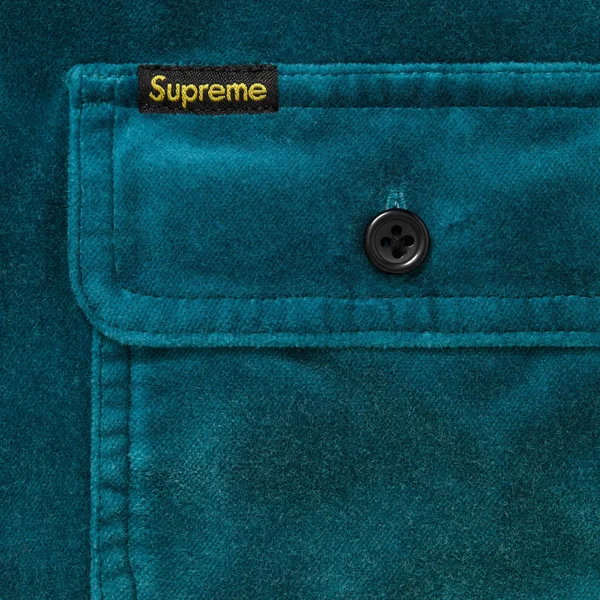 Supreme Quilted Lined Hooded Velvet Shirt - Teal (front)