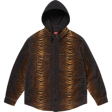 Supreme Quilted Lined Hooded Velvet Shirt