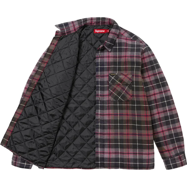 Supreme Quilted Plaid Shirt - Grey (front)