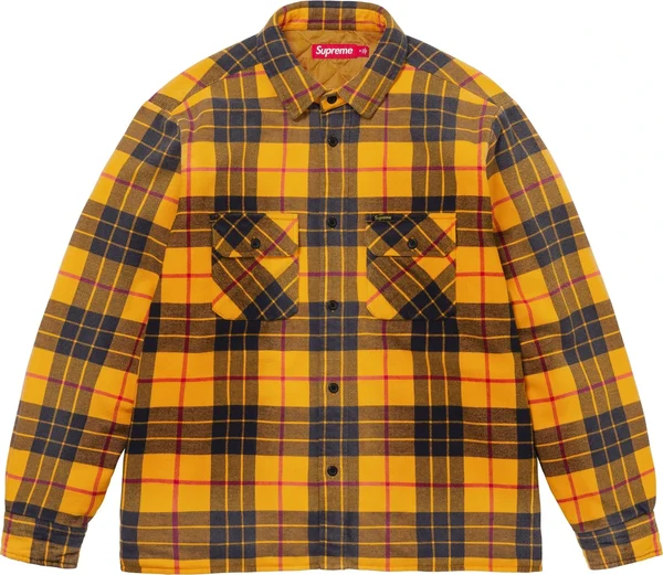 Supreme Quilted Plaid Shirt - Yellow (front)