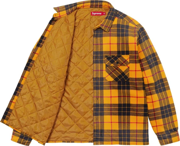 Supreme Quilted Plaid Shirt - Yellow (front)