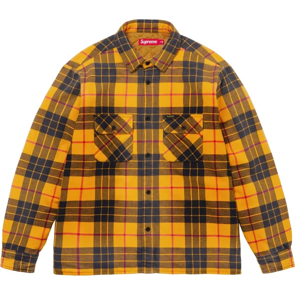 Supreme Quilted Plaid Shirt - Yellow (front)