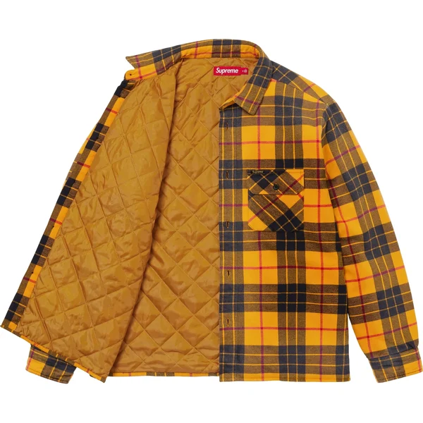 Supreme Quilted Plaid Shirt - Yellow (front)