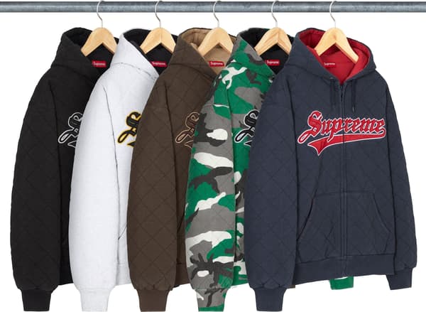 Supreme Quilted Zip Up Hooded Sweatshirt - Product Image