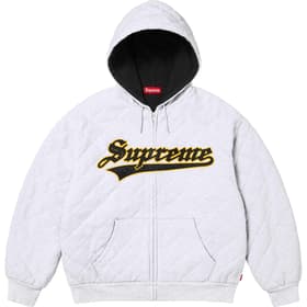 Supreme Quilted Zip Up Hooded Sweatshirt Ash Grey