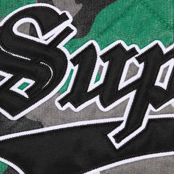 Supreme Quilted Zip Up Hooded Sweatshirt - Green Camo (front)