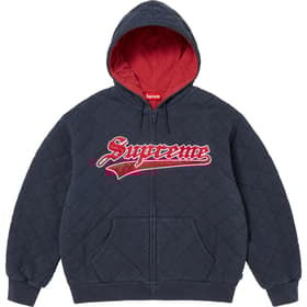 Supreme Quilted Zip Up Hooded Sweatshirt Navy