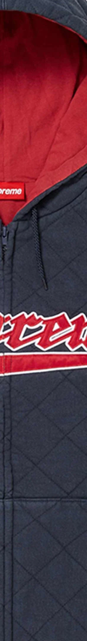 Supreme Quilted Zip Up Hooded Sweatshirt - Navy (front)