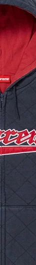 Supreme Quilted Zip Up Hooded Sweatshirt - Navy (front)