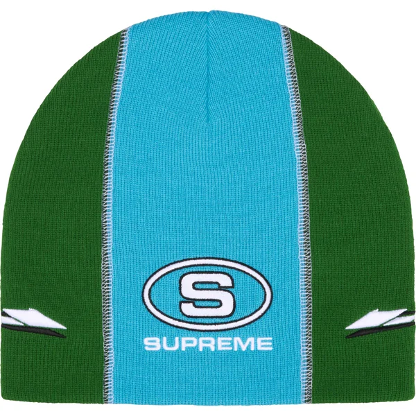 Supreme Racing Panel Beanie - Light Blue (front)