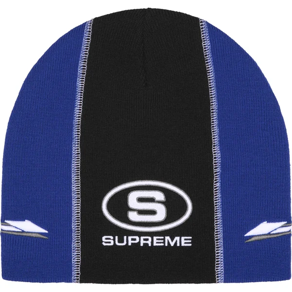 Supreme Racing Panel Beanie - Navy (front)
