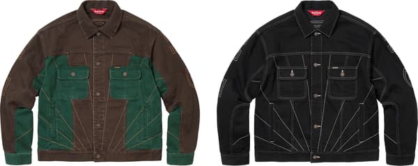 Supreme Radial Embroidered Denim Trucker Jacket - Product Image