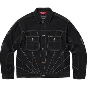 Supreme Radial Embroidered Denim Trucker Jacket Black