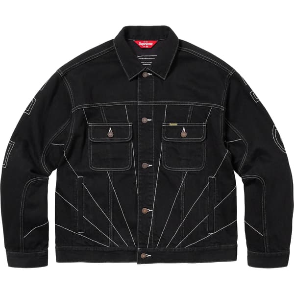 Supreme Radial Embroidered Denim Trucker Jacket - Black (front)