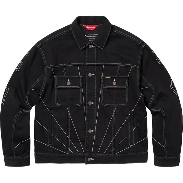 Supreme Radial Embroidered Denim Trucker Jacket - Black (front)