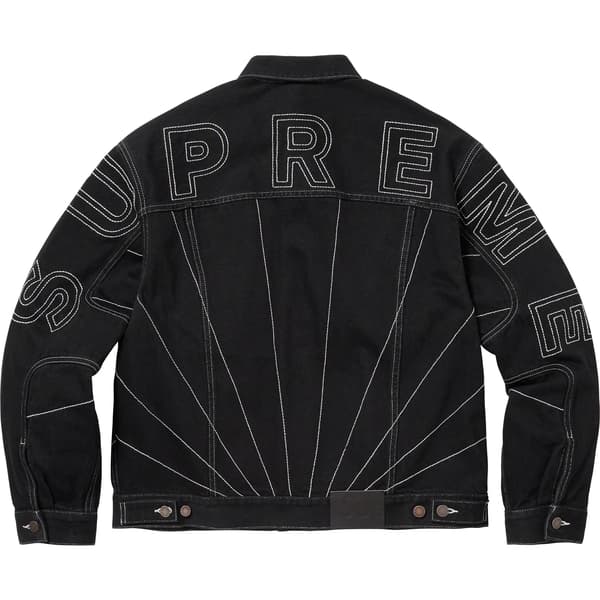 Supreme Radial Embroidered Denim Trucker Jacket - Black (front)