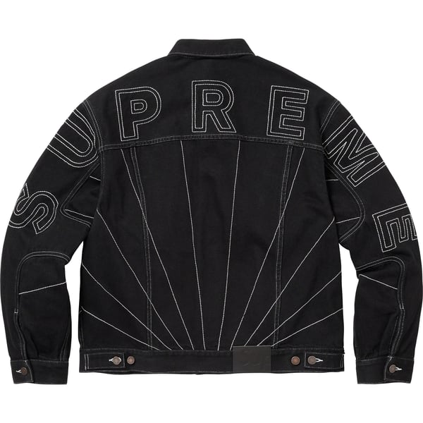 Supreme Radial Embroidered Denim Trucker Jacket - Black (front)