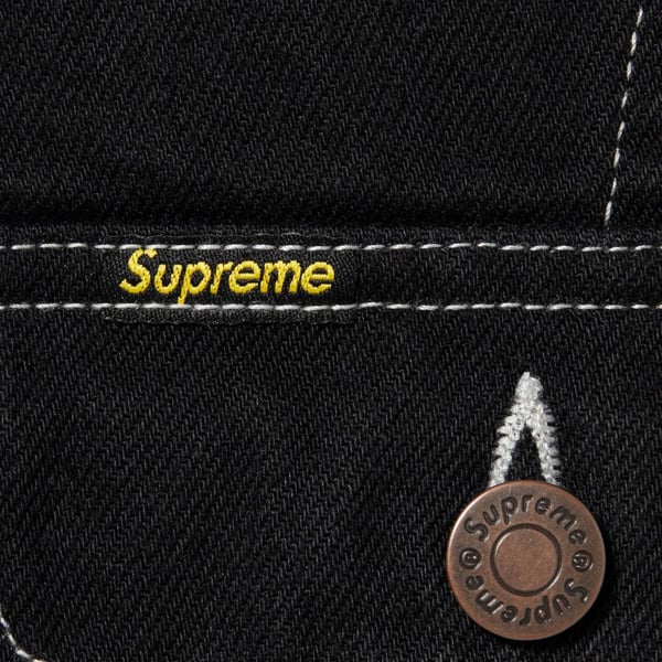 Supreme Radial Embroidered Denim Trucker Jacket - Black (front)