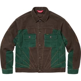 Supreme Radial Embroidered Denim Trucker Jacket Brown
